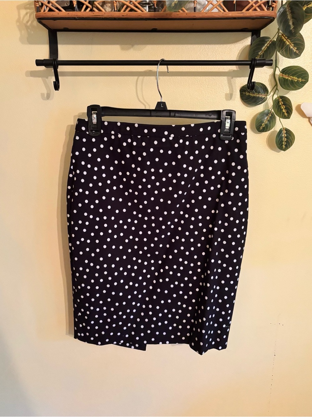 White House Black Market Black Pencil Skirt with White Polka Dots